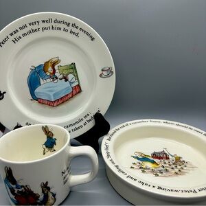 Wedgwood Peter Rabbit Plate, Porringer and Mug- Made in England- Beatrix…